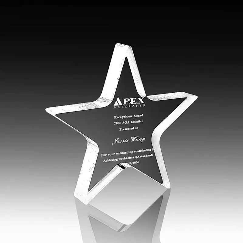 Clear plastic trophy customized shape transparent acrylic trophy as badge of honor