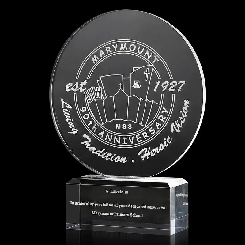 manufacturer customized new design 3d laser engraved logo blank sports photo frame glass crystal trophy award block medal