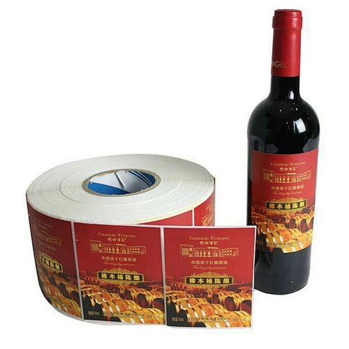 Custom wine roll bottle label vinyl waterproof 3m printing logo sticker