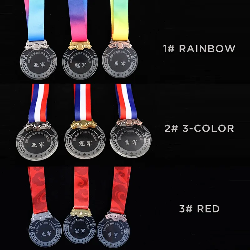 Custom blank Round Mini  Glass metal Award Crystal  Medals& Medallion For Sports Souvenirs Gifts