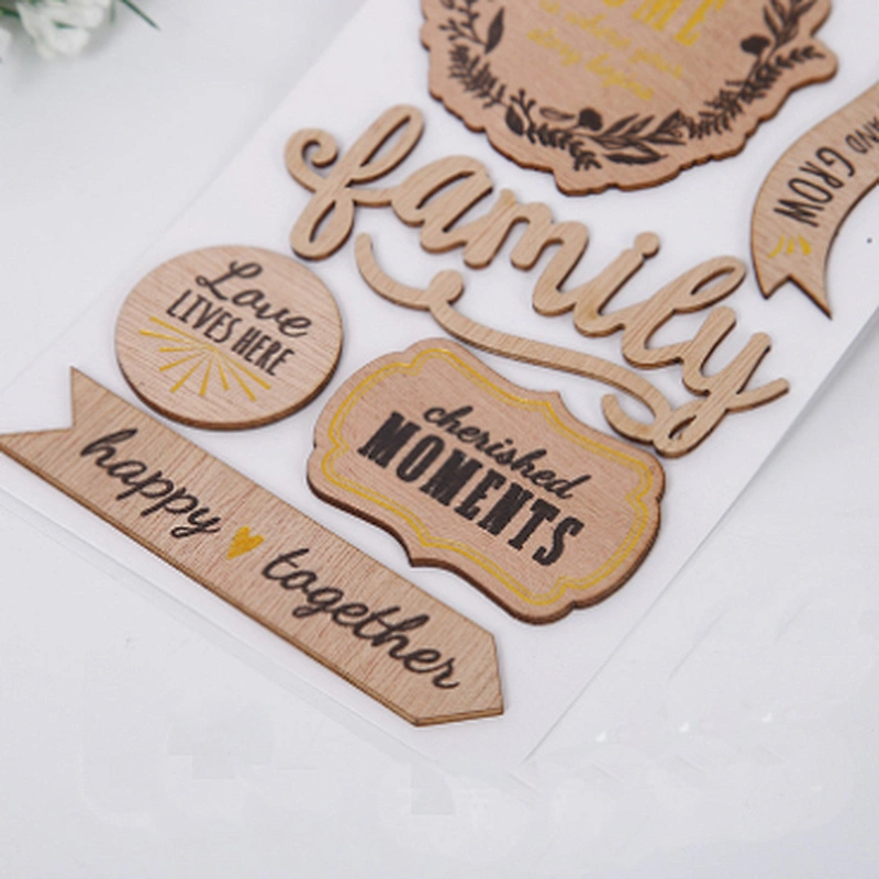 custom red heart wood sticker clothing tag logo label wooden stickers