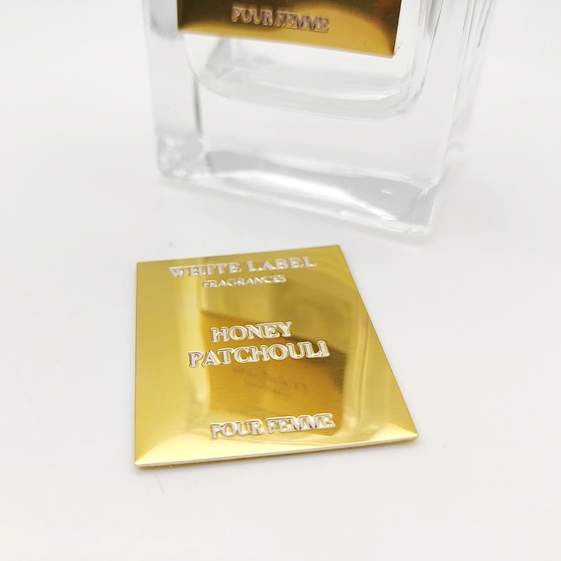 Custom Design lovely lady perfume deals perfume bottle metal label for custom sticker
