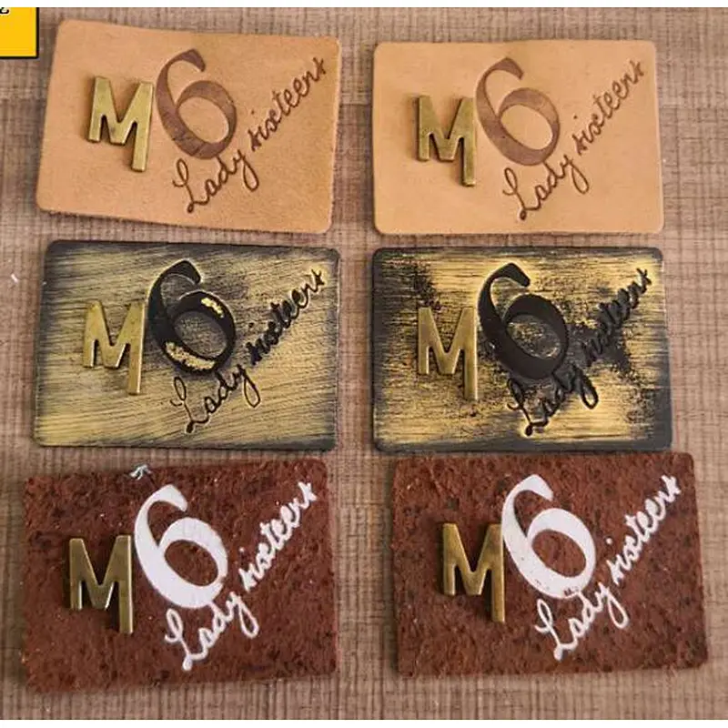custom garment private printed metal pu leather clothing emboss label