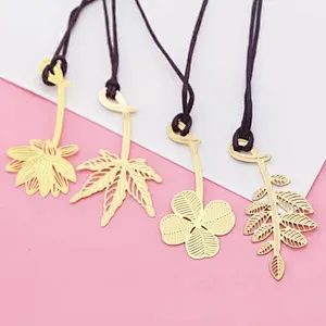 Customized hollow  with tassels Creative Brass Flower Shape metal thin Bookmarks Mini Bookmark