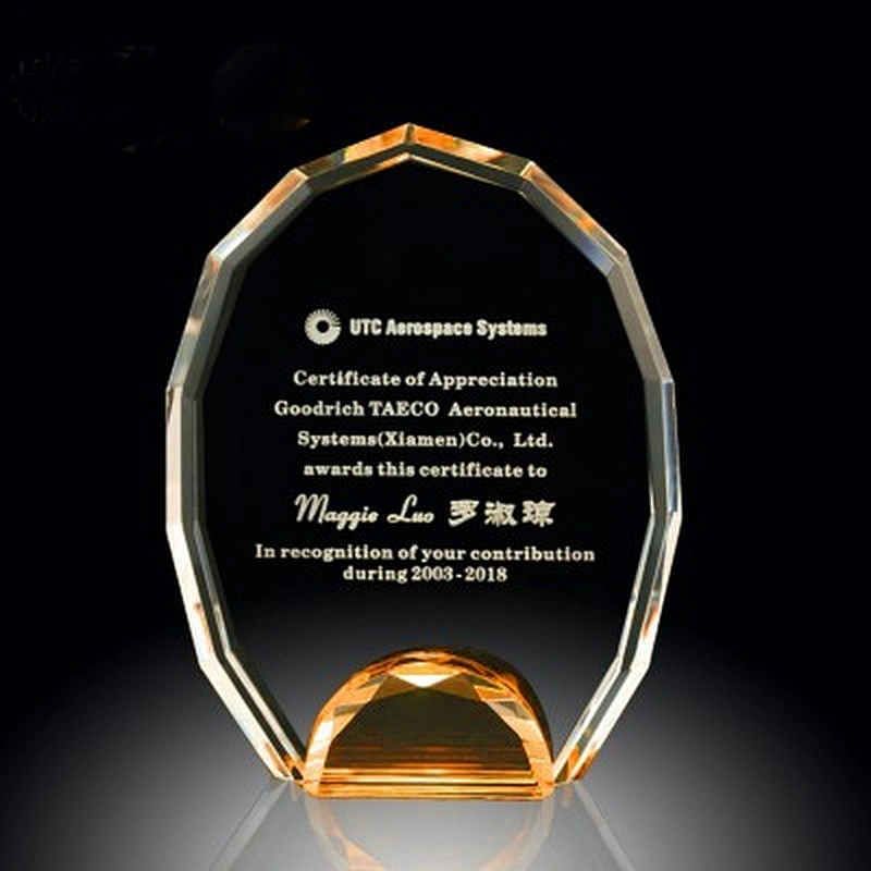 manufacturer customized new design 3d laser engraved logo blank sports photo frame glass crystal trophy award block medal