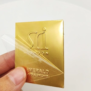 Accept custom logo embossed metal label brand perfume stickers designed for custom stickers
