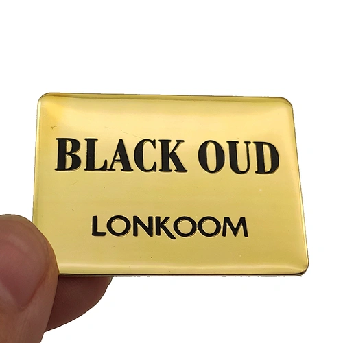 Accept custom logo embossed metal label brand perfume stickers designed for custom stickers