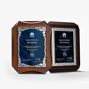 Personalized Customized Logo Printed MDF blank Metal/ Wood Award  Plaque For Certificate Of Authorization