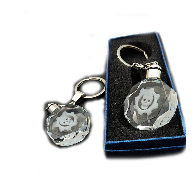 2019 Promotion Gift Cheap Wholesale 3d Custom Laser Logo Crystal LED KeyChain
