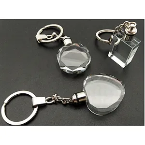 Customized Logo 3D Laser Engraving Crystal Glass Keychain Blank Keychain photo for Promotional