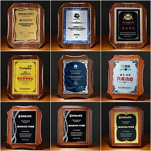 Personalized Customized Logo Printed MDF blank Metal/ Wood Award  Plaque For Certificate Of Authorization