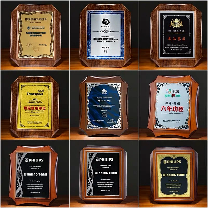 Personalized Customized Logo Printed MDF blank Metal/ Wood Award  Plaque For Certificate Of Authorization