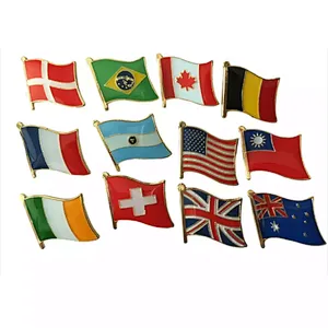 Promotional Gift Friendly All Countries Cross Pin Double Flag Lapel Pins Badge