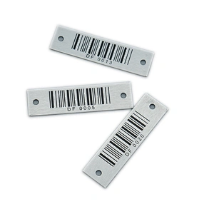making complete print laser aluminum stainless metal packaging tag printer barcode label samples bar code sticker