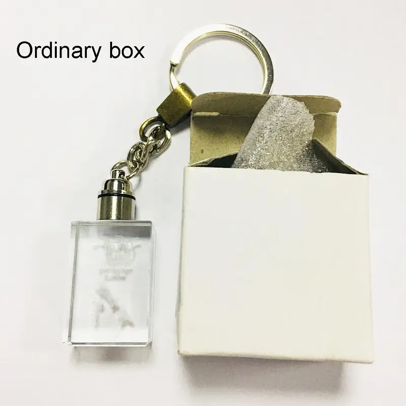 Wholesale Octangle shaped 3D Laser Engraving Crystal Car Logo Glass Keychain for Promotional Gift Items
