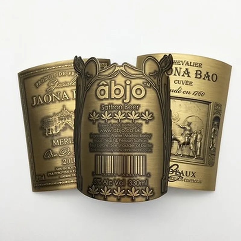 Standard custom bottle packaging label paper for wine packaging raised stickers