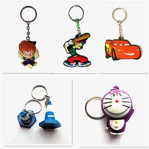 Customized low price gift promotion cartoon rubber stamp custom rubber logo key ring