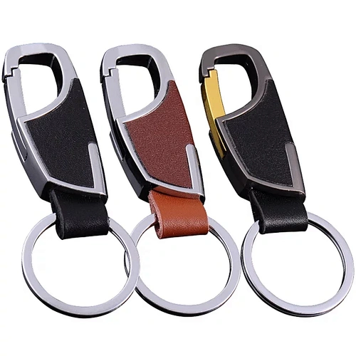 Promote gifts high-grade business metal leather key rings for customized key rings