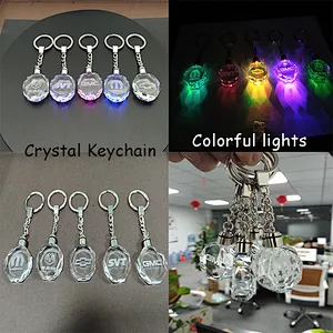 2019 Promotion Gift Cheap Wholesale 3d Custom Laser Logo Crystal LED KeyChain