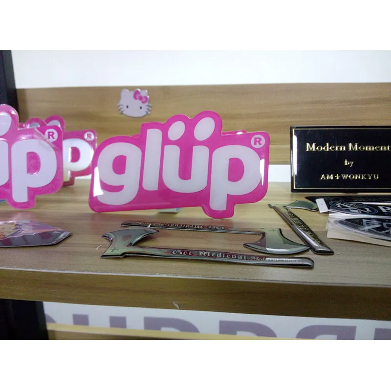 Custom high quality cheap 3D floor paint 3M adhesive clear epoxy resin logo sticker