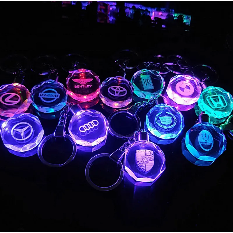 Customized Logo 3D Laser Engraving Crystal Glass Keychain Blank Keychain photo for Promotional