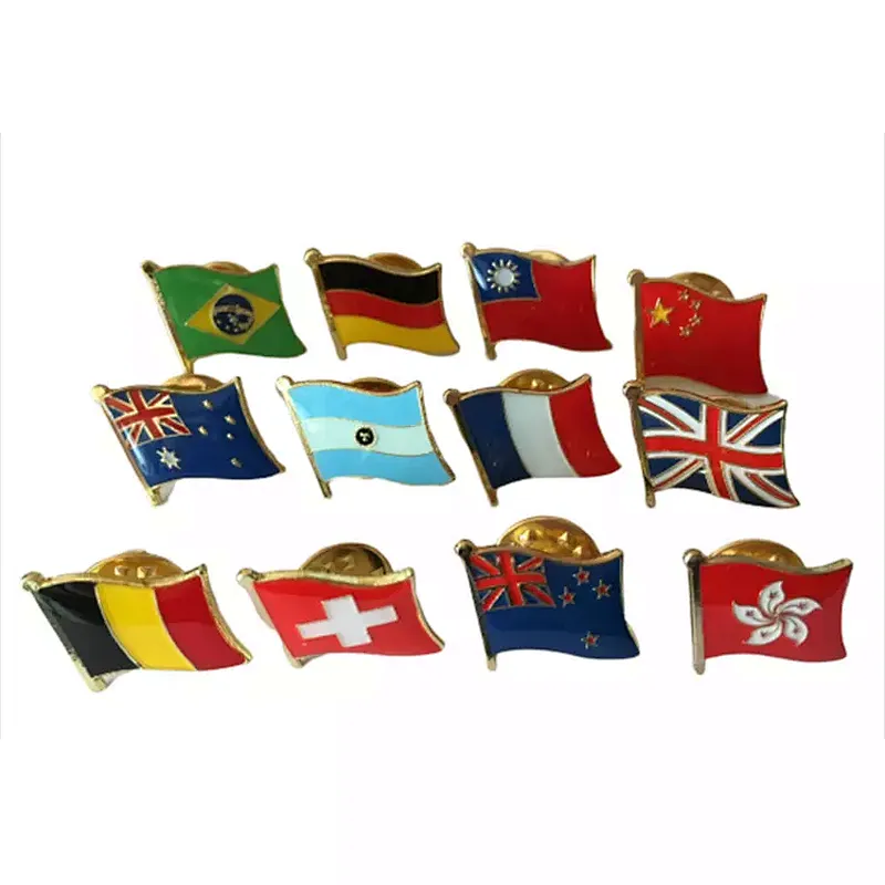 Promotional Gift Friendly All Countries Cross Pin Double Flag Lapel Pins Badge