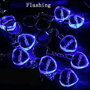Customized Logo 3D Laser Engraving Crystal Glass Keychain Blank Keychain photo for Promotional