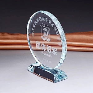 Custom Quality 3D Engrave Round Blank glass K9 Crystal Trophy/Award/Plaque/Trophy