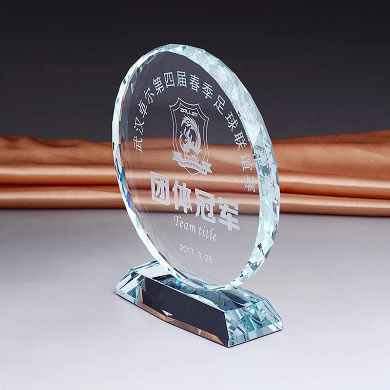 Custom Quality 3D Engrave Round Blank glass K9 Crystal Trophy/Award/Plaque/Trophy