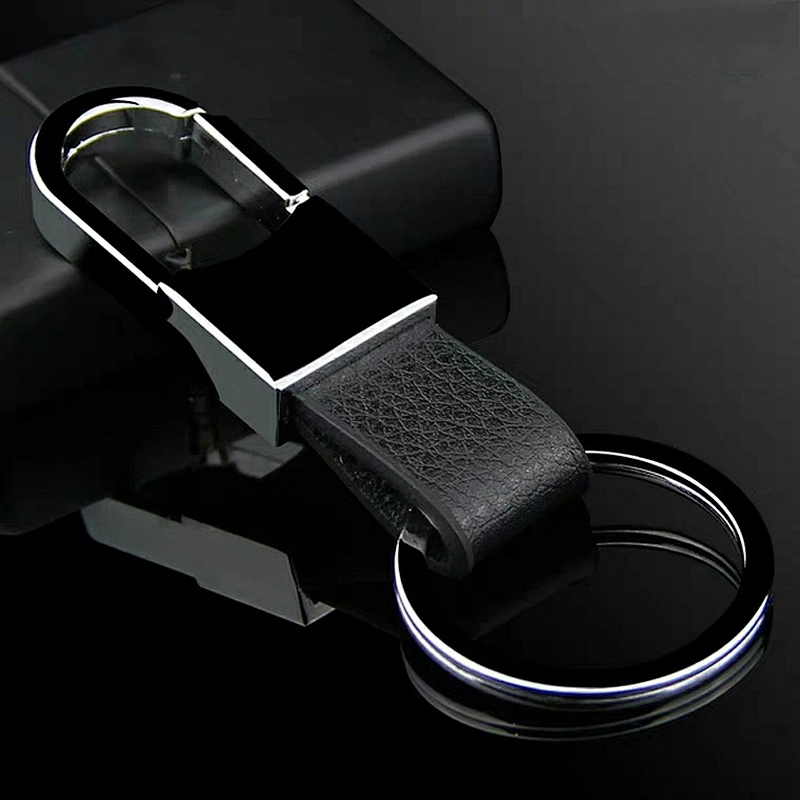 Promote gifts high-grade business metal leather key rings for customized key rings
