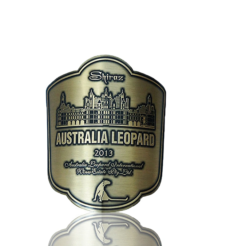 Custom wine bottle logo private self adhesive label metal stickers
