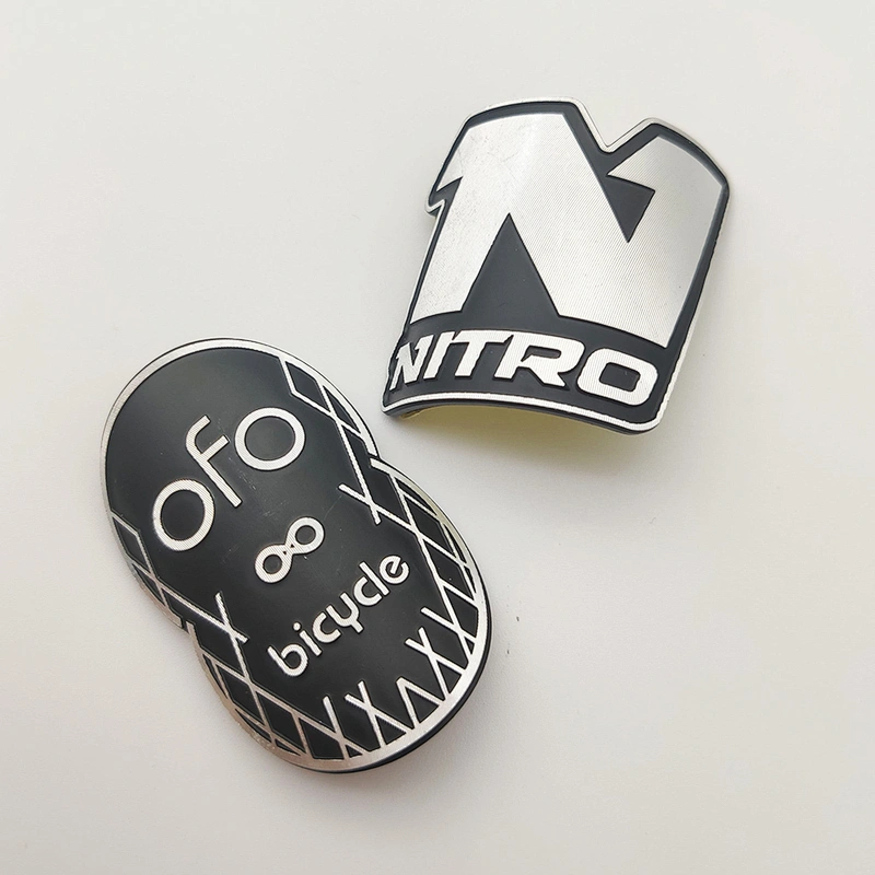 Professional Custom Top Quality  logo plate 3M Adhesive 3d machine embosed metal sticker for bicycle