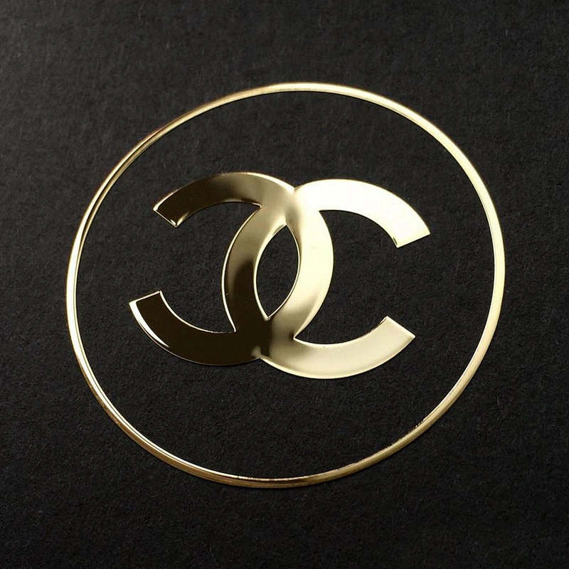 2019 custom adhesive letters mini metal stamping electroforming label logo nickel sticker