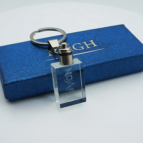 Custom new luxury cheap 3d laser engraving car brand/empty logo led crystal/acrylic/glass keychain light changing with photo