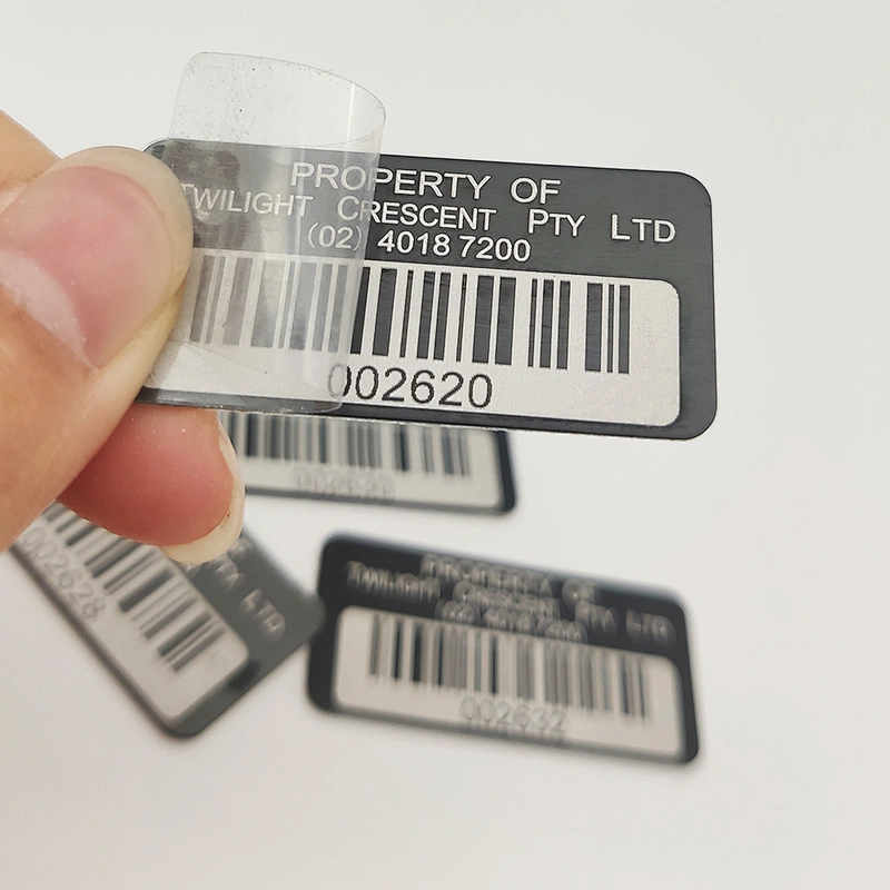 Selling laser engraving metal aluminum serial number barcode asset barcode label for custom label