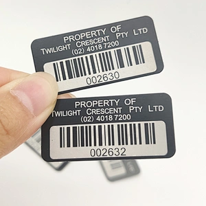Selling laser engraving metal aluminum serial number barcode asset barcode label for custom label