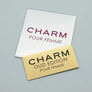 custom gold sticker metal label embossed metal label for glass perfume bottle label