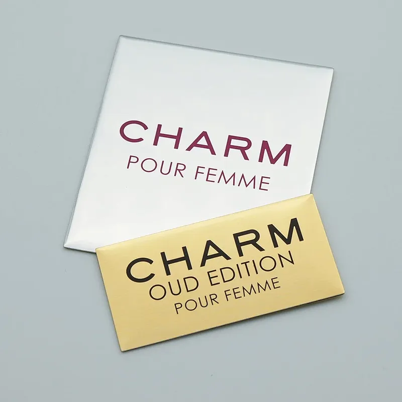 custom gold sticker metal label embossed metal label for glass perfume bottle label
