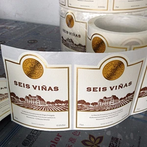 Custom wine roll bottle label vinyl waterproof 3m printing logo sticker