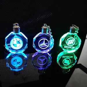 Customized Logo 3D Laser Engraving Crystal Glass Keychain Blank Keychain photo for Promotional