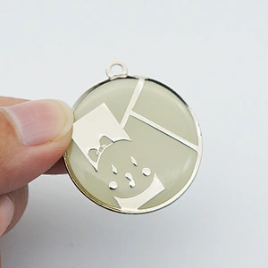 Gold metal plate with custom  embossed/engraved Alloy Round Custom Brand Logo Hang Tag/sticker for Bags