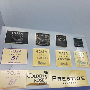 2019 custom self adhesive metal aluminum sticker embossed logo label / delicate metal embossed labels