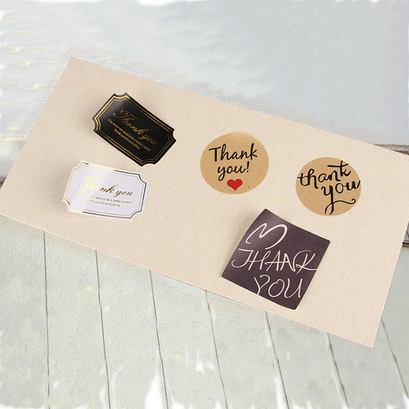 Custom paper printing label thank you 3d adhesive logo stickers