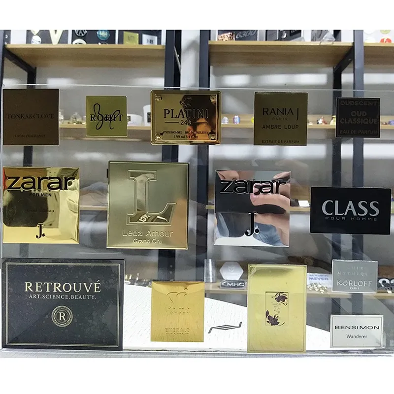 Custom Perfume label metal printing logo stickers