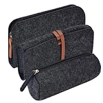 3PCS 3 Style Big Large Fashion Felt Pen Pencil Case Bag Pouch Holders Pencilcase for School Students Girls Boys Writers Painters