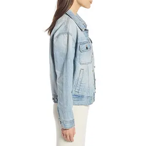 light blue Denim casual cotton tactic jacket winter For Women