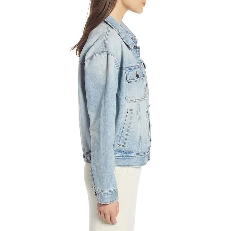 light blue Denim casual cotton tactic jacket winter For Women