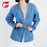 Wrap Cotton fashion women denim jean Latest winter blue ladies jacket