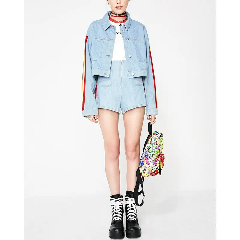 fashion stripes ladi jeans jacket coat