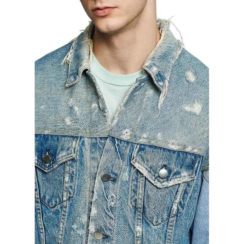 fashion custom medium man blue crop jean jacket